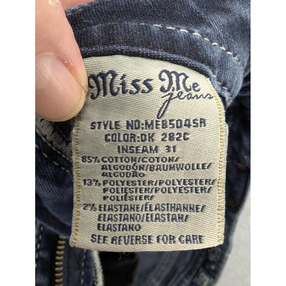 Miss Me Jeans Womens 28 Dark Wash Mid Rise Skinny Embellished Contrast Stitching - Picture 15 of 16